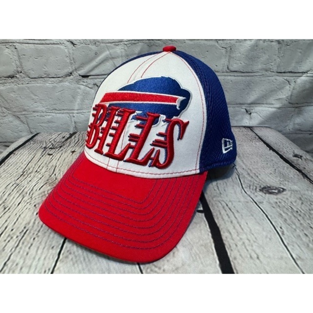 Buffalo Bills New Era Fitted Hat Cap Red White Blue MED LRG Excellent